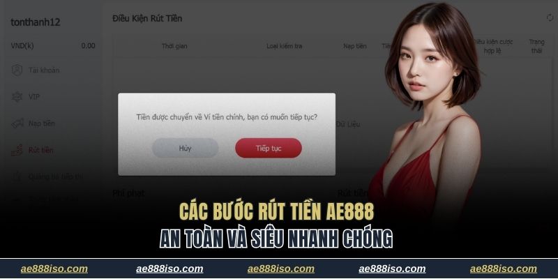Chi tiết các bước rút tiền AE888 an toàn