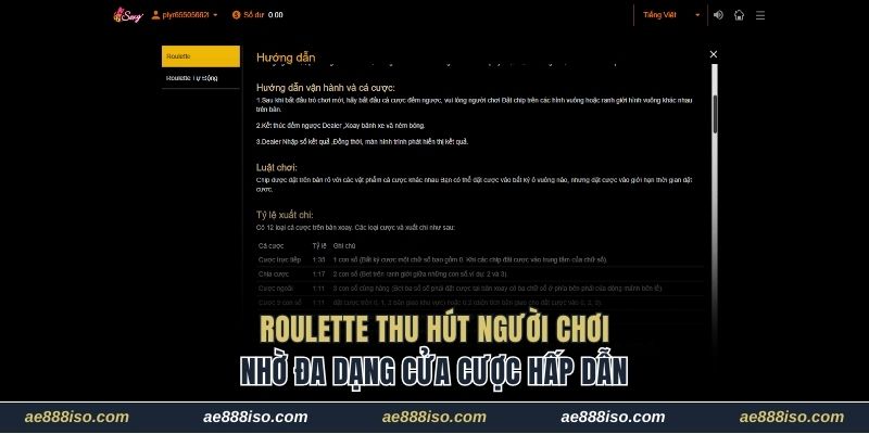 Roulette thu hút người chơi nhờ đa dạng cửa cược hấp dẫn